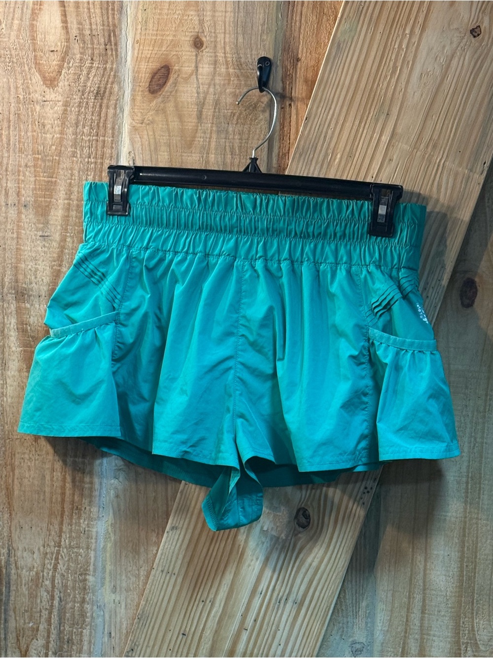 FP Movement by Free People Teal Ruffle-Hem Active Shorts